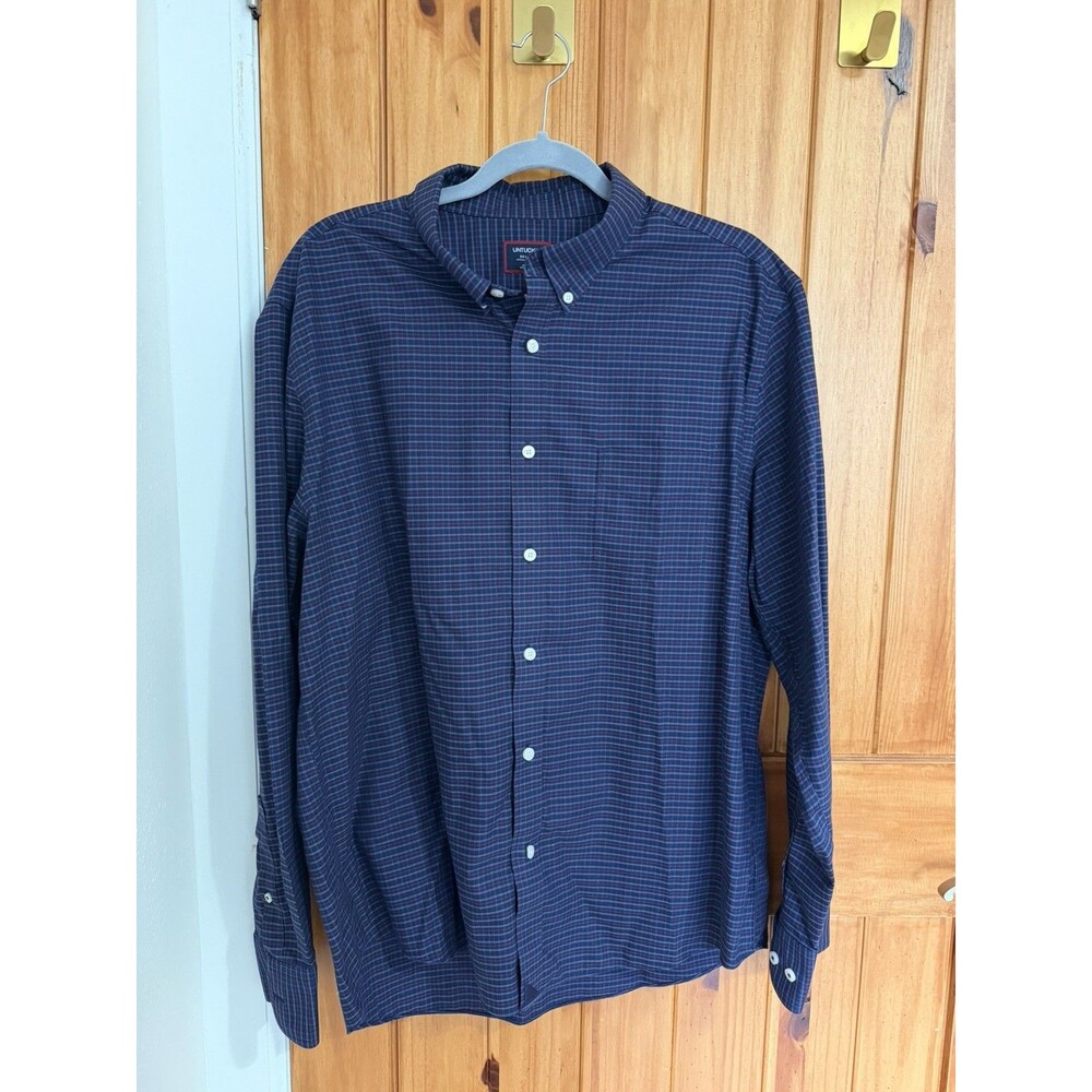 UNTUCKit Men's Long Sleeve Button Down Shirt Wrinkle Free Slim Fit Blue 2XL